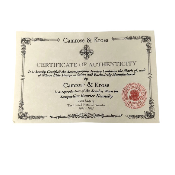 Camrose & Kross JBK Jacqueline Kennedy Necklace Turquoise Enamel Gold Tone COA - Picture 8 of 15